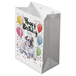 Sacola Para Presentes Média Buldogue Birthday