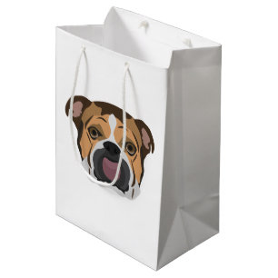 Sacola Para Presentes Média Buldogue do inglês da ilustração