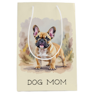 Sacola Para Presentes Média Bulldog Francês Cute Francês de Cor Bege