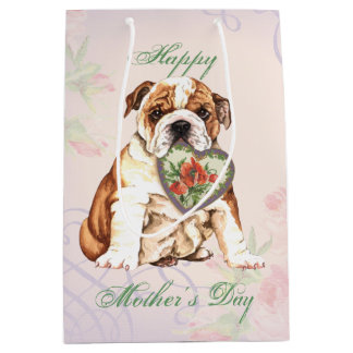 Sacola Para Presentes Média Bulldog Heart Mãe