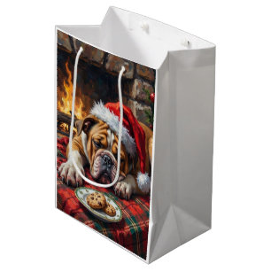 Sacola Para Presentes Média Bulldog Sonolento Dormindo Rápido Chapéu de Papai