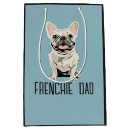 Sacola Para Presentes Média Bulldogue Francês Branco, Pai Frenchie