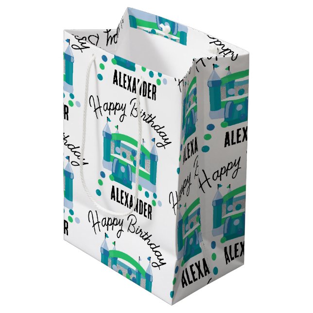 Sacola Para Presentes Média Bunt House Jumping Castle Birthday (Frente inclinada)