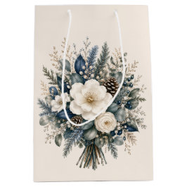 Sacola Para Presentes Média Buquê Botânico Elegante de Jardim ao Luar no Inver