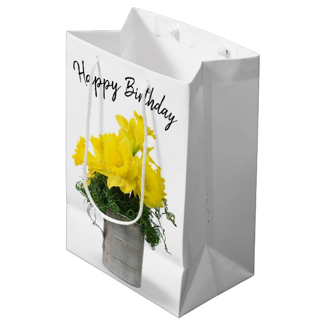 Sacola Para Presentes Média Buquê Daffodil Birthday (Frente inclinada)