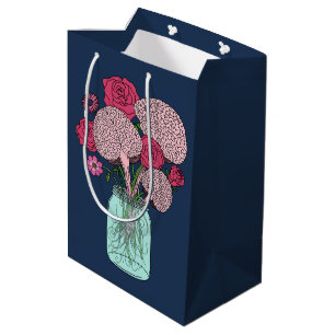 Sacola Para Presentes Média Buquê de Flor do Cérebro