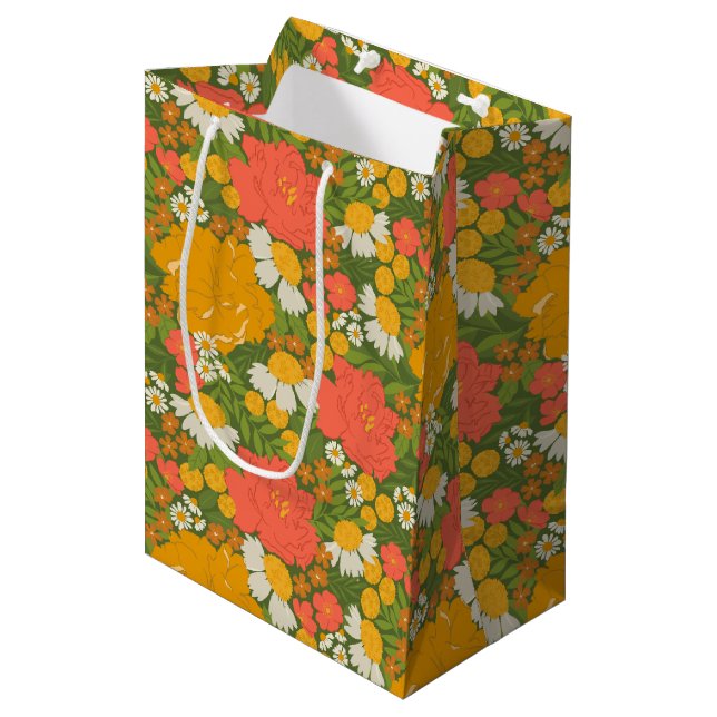 Sacola Para Presentes Média Buquê de Flores (Frente inclinada)
