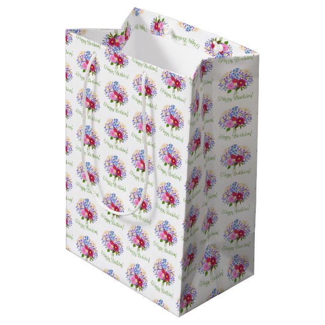 Sacola Para Presentes Média Buquê de flores (Verso inclinado)