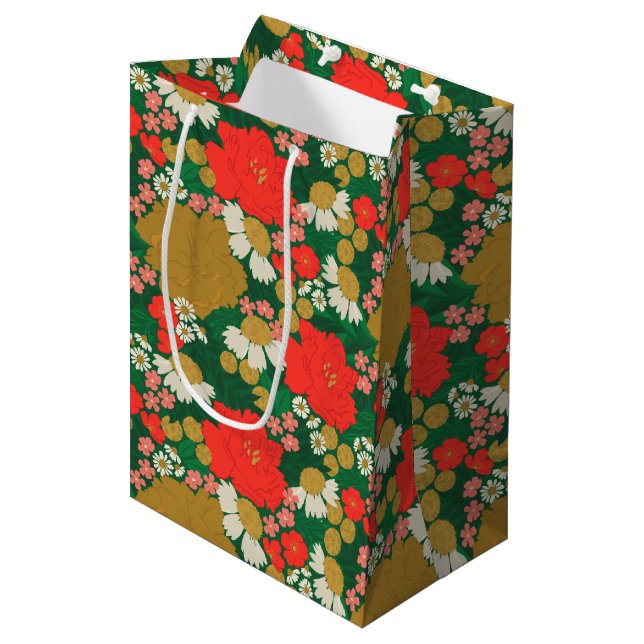 Sacola Para Presentes Média Buquê de Flores (Frente inclinada)
