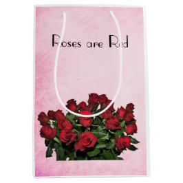 Sacola Para Presentes Média Buquê de rosas vermelhas