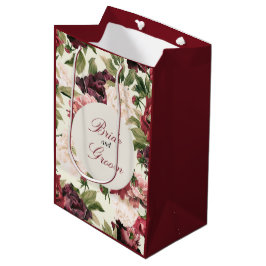 Sacola Para Presentes Média Burgundy & Blush Peony Buquê Favor Bag