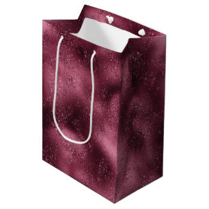 Sacola Para Presentes Média Burgundy Cherry Glitter Glitz