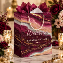Burgundy Marble Wedding Gift Custom Couple Names