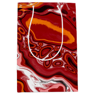 Sacola Para Presentes Média Burgundy White Digital Fluid Art