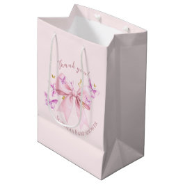 Sacola Para Presentes Média Butterfly Pink Bow Baby Shower 