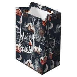 Sacola Para Presentes Média Cabina de Natal de inverno
