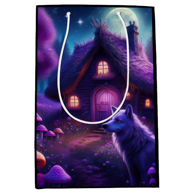 Sacola Para Presentes Média Cabina Surreal Na Floresta (Frente)