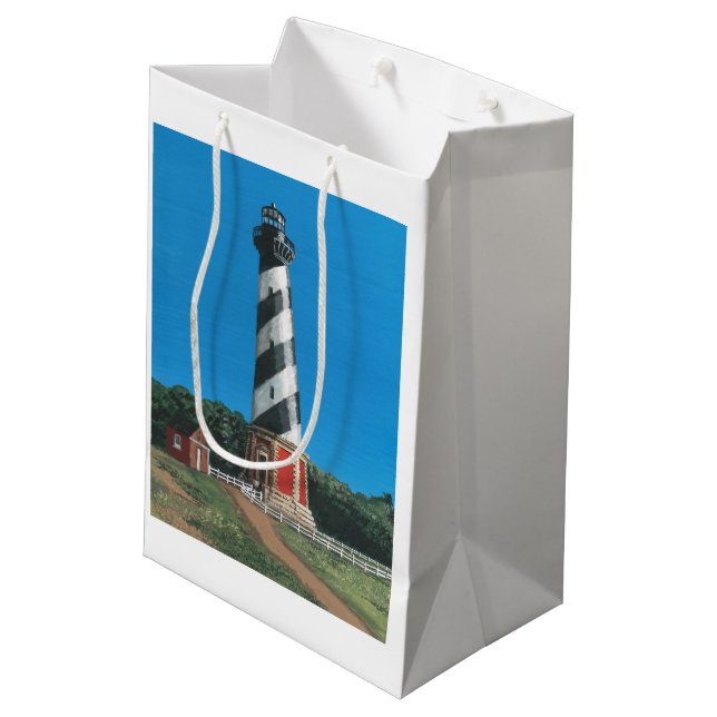 Sacola Para Presentes Média Cabo Hatteras Lighthouse Gift Bag (Verso inclinado)