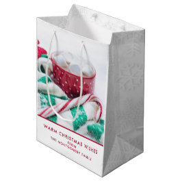 Sacola Para Presentes Média Cacau quente, marshmallows e doces, Natal