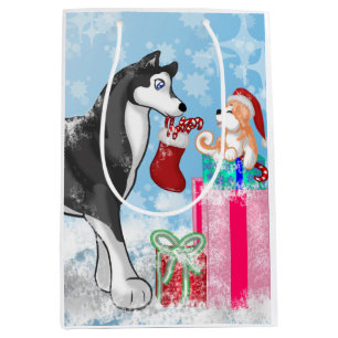 Sacola Para Presentes Média Cachorrinhos do Natal!