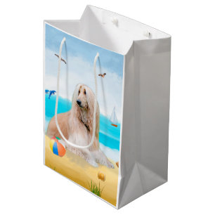 Sacola Para Presentes Média Cachorro afegão na praia
