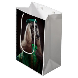 Sacola Para Presentes Média Cachorro afegão vestido para o Dia de São Patrício