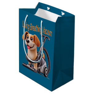 Sacola Para Presentes Média Cachorro Aspirador Vivo Respirando