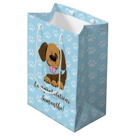 Sacola Para Presentes Média Cachorro Cachorro Cachorro Azul Pata Imprimir Saco