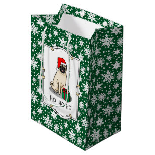 Sacola Para Presentes Média Cachorro de Papai Noel de Natal (desfiladeiro)