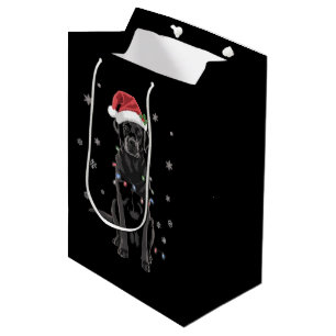 Sacola Para Presentes Média Cachorro de pijama com luz de árvore de Natal do L