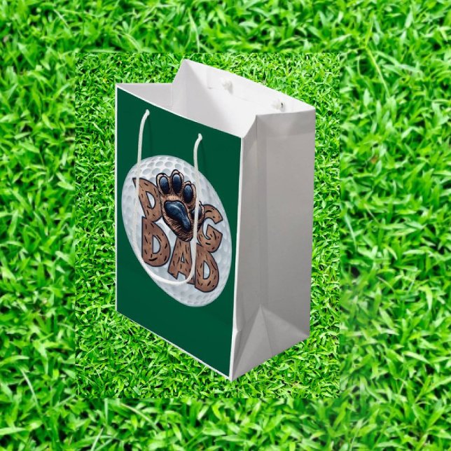 Sacola Para Presentes Média Cachorro Pai Golfe (Perfect Gift for Dog Dads Who Love Golf – Make Their Day!)