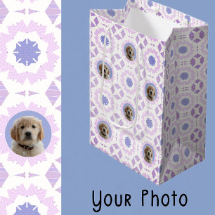 Sacola Para Presentes Média Cachorro Púrpura Rosa Pinto-Bonito Pês Pet Mamãe D