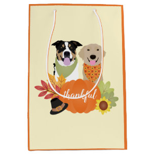 Sacola Para Presentes Média Cachorros Agradecidos Harvest Pumpkins