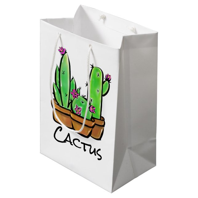Sacola Para Presentes Média Cactus cactos succultos (Frente inclinada)