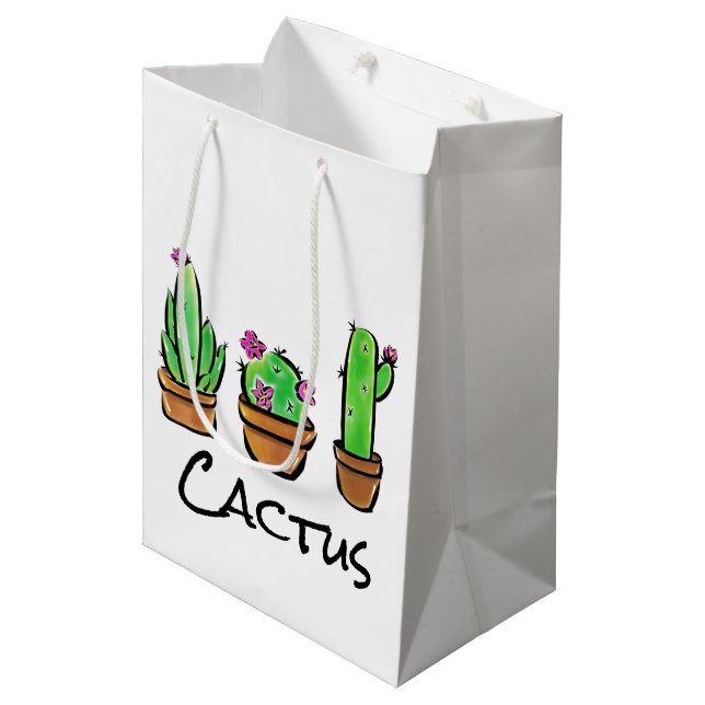 Sacola Para Presentes Média Cactus cactos succultos (Frente inclinada)