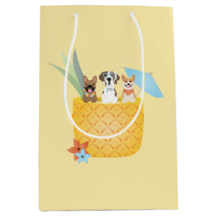 Sacola Para Presentes Média Cães de abacaxi Pina Colada