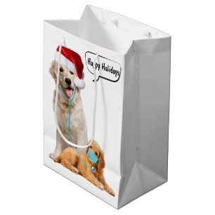 Sacola Para Presentes Média Cães de Feliz Natal