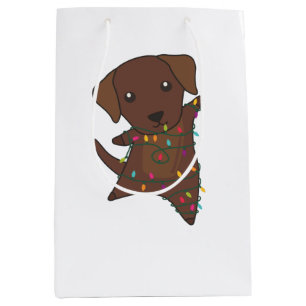 Sacola Para Presentes Média Cães de inverno de Neve de Natal Labrador