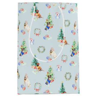 Sacola Para Presentes Média Cães de Natal