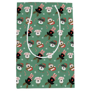 Sacola Para Presentes Média Cães de Natal Schnauzer