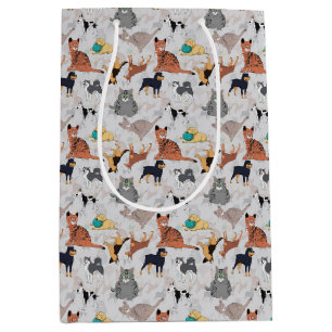 Sacola Para Presentes Média Cães E Gatos, Design