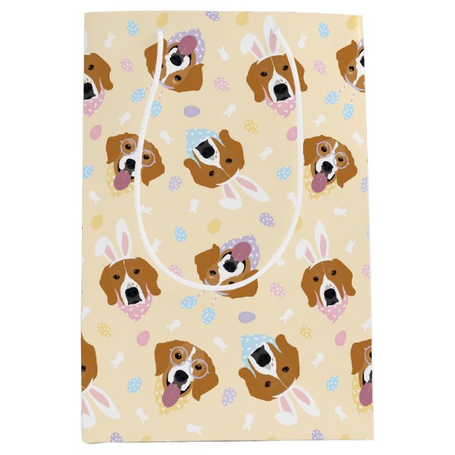 Sacola Para Presentes Média Cães felzs pascoa (Frente)