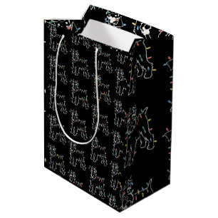Sacola Para Presentes Média Cães Schnauzer Árvore Natal Pet Animal Cão
