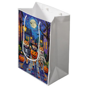 Sacola Para Presentes Média Cães Shiba Inu em Fantasias de Halloween