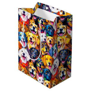 Sacola Para Presentes Média Cães vibrantes Impressão