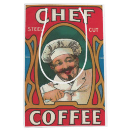 Sacola Para Presentes Média Café chef art nouveau vermelho azul branco vintage