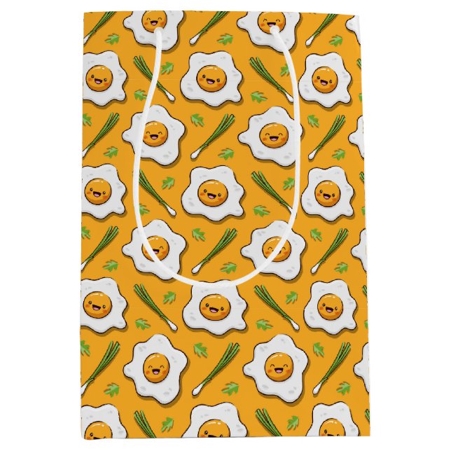 Sacola Para Presentes Média Café da Manhã de Ovos Felizes (Frente)