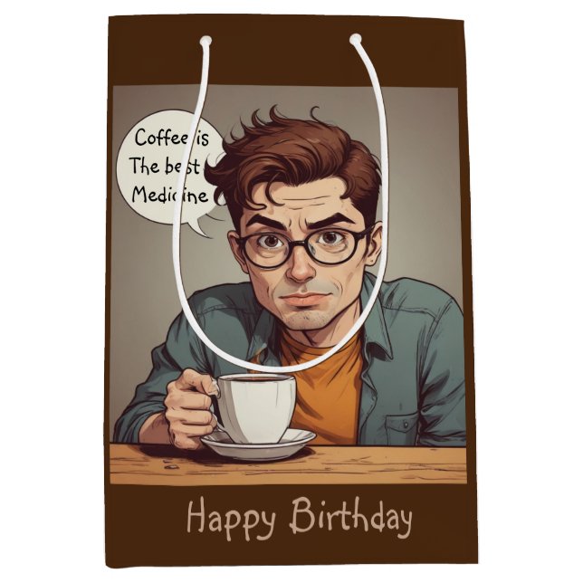 Sacola Para Presentes Média Café é o melhor remédio (Frente)