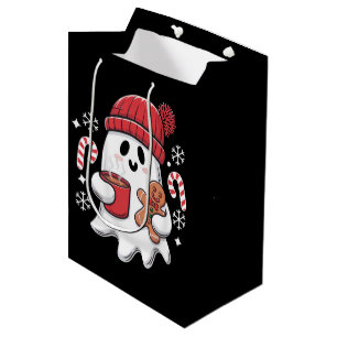 Sacola Para Presentes Média Café Gelado Natalino Fofo Fantasma Café Retrô Nata