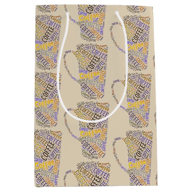 Sacola Para Presentes Média Café Mug Palavra Art II (Frente)
